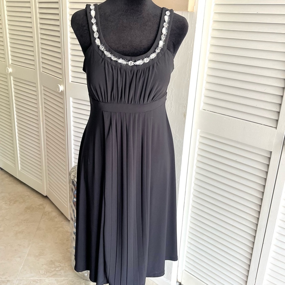 Elegant Black Sleeveless Dress with Crystal Accents by Signature by Sangria